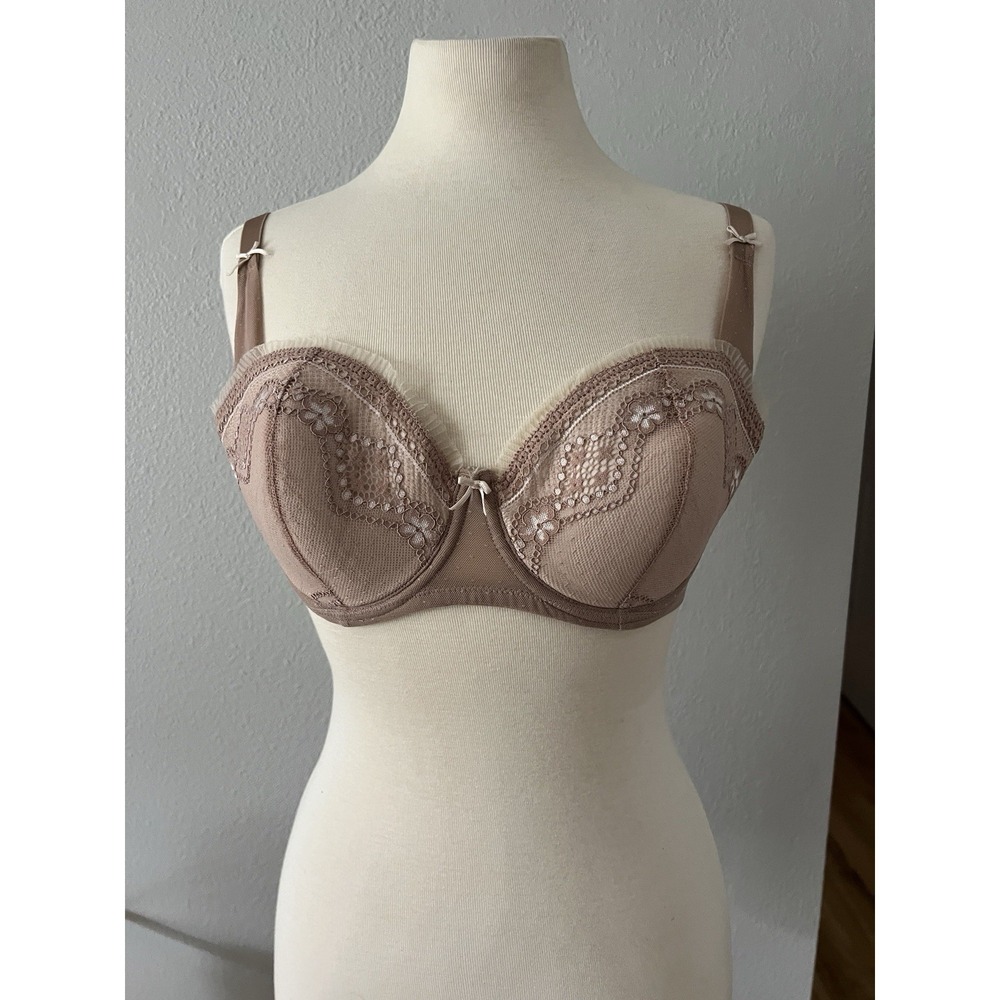 Discontinued‎ B.tempt'd Wacoal Bra 34DD Coquette Demi Underwire 953128 Tan Lace